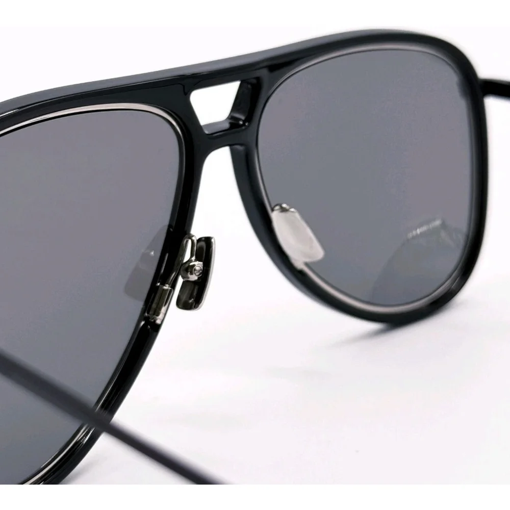 NEW SAINT LAURENT CLASSIC 11 RIM 002 BLACK, SILVER SUNGLASSES